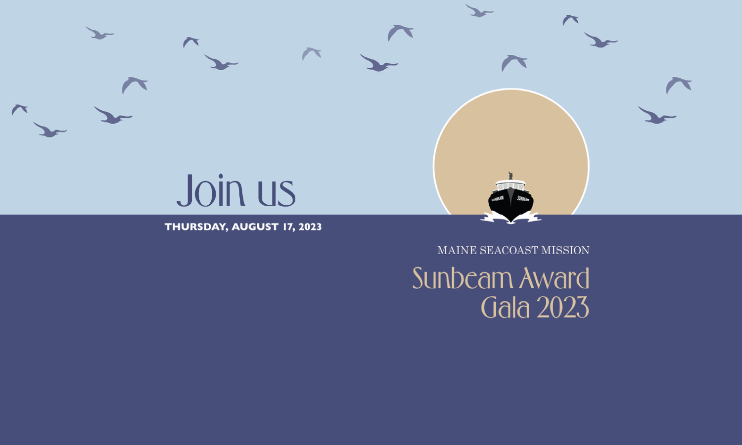 A color image saying Sunbeam Award Gala on Thursday, Aug. 17, Join Us