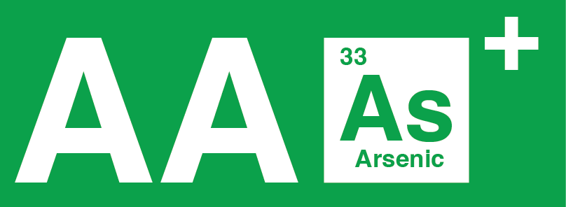 A green logo with AA and the periodic table As for Arsenic. It's the logo for the program "All About Arsenic" 