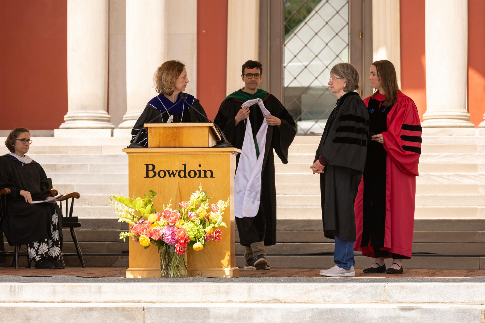 Sharon Daley at Bowdoin Commencement being honored