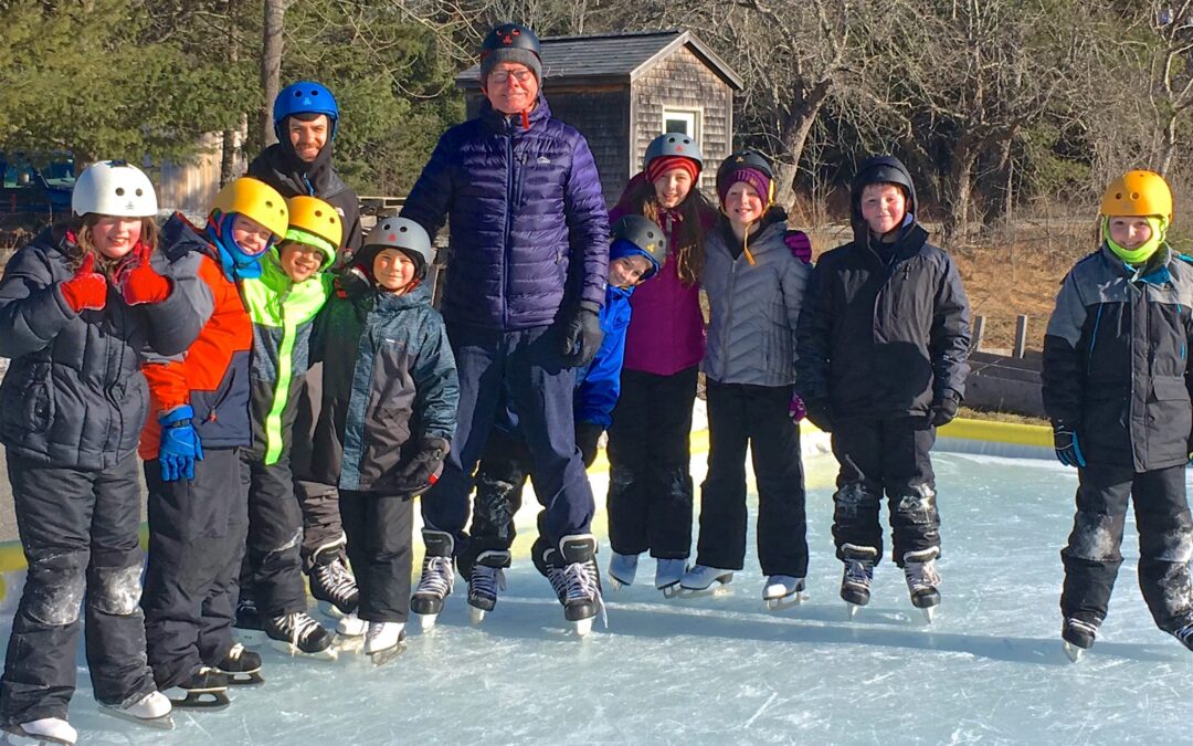 President Planting Joins Machias Kids on Ice Skating Rink